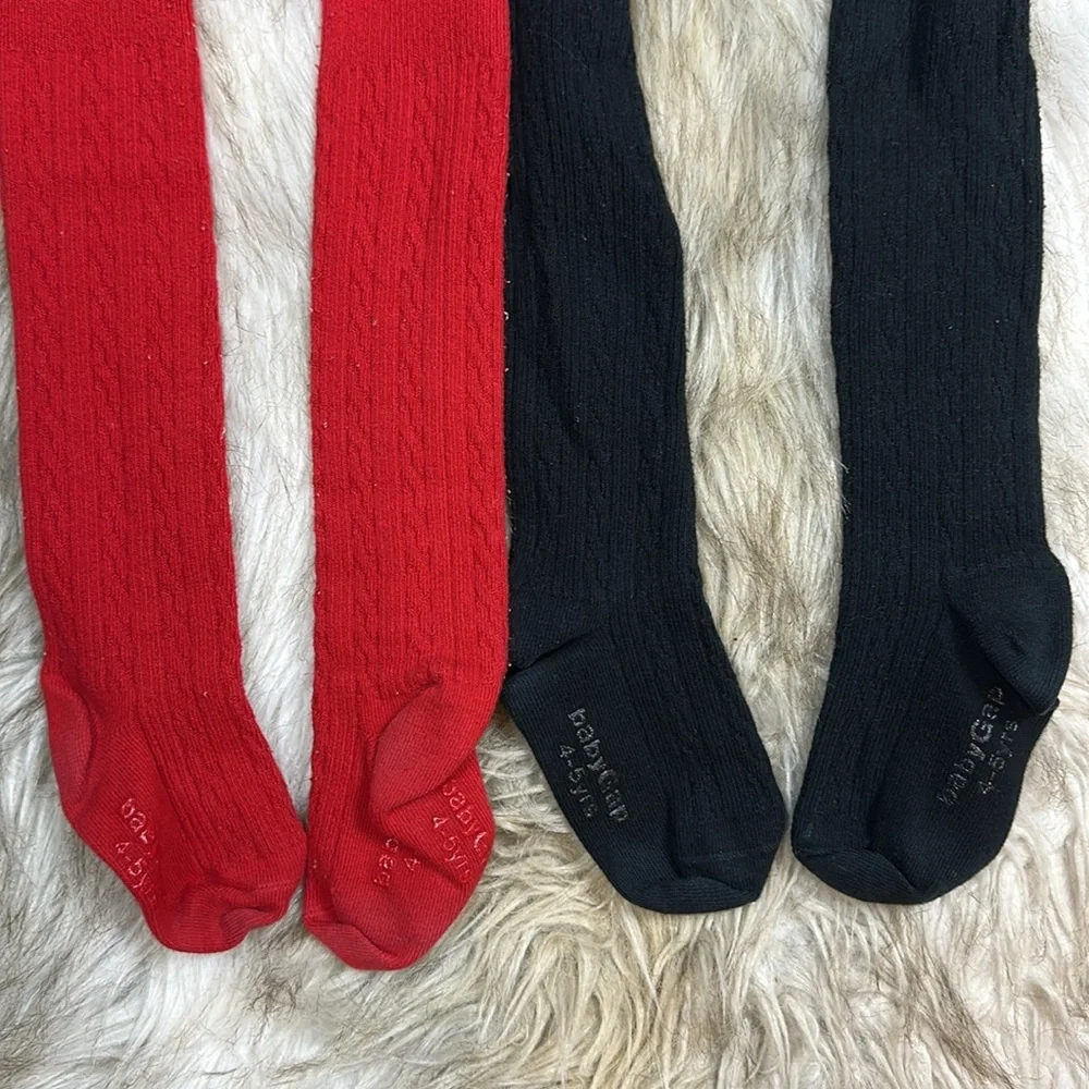4-5 Year Baby Gap Bear Tights - Black and Red